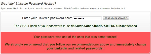 Verificare password rubate LinkedIn