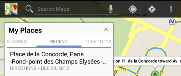 android-google-maps-recent-searches