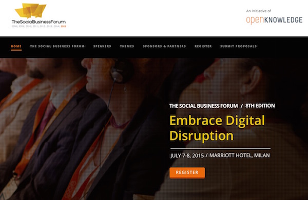 Screenshot del sito Web del Social Business Forum